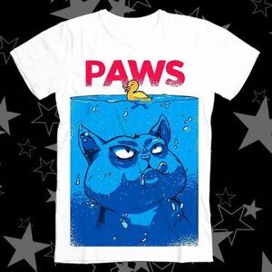 Funny Paws Cat Shark T-Shirt – Parody Pet Graphic Tee – Cute Meme Cat Shirt
